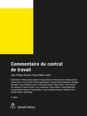 cover image of Commentaire du contrat de travail
